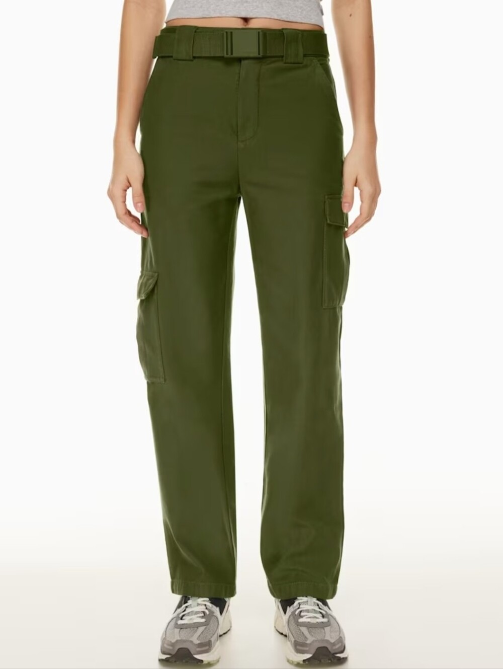 Aritzia TNA Cadet Cargo Pant High Rise Olive Utility Webbing Belt 100% Cotton S - Picture 3 of 13